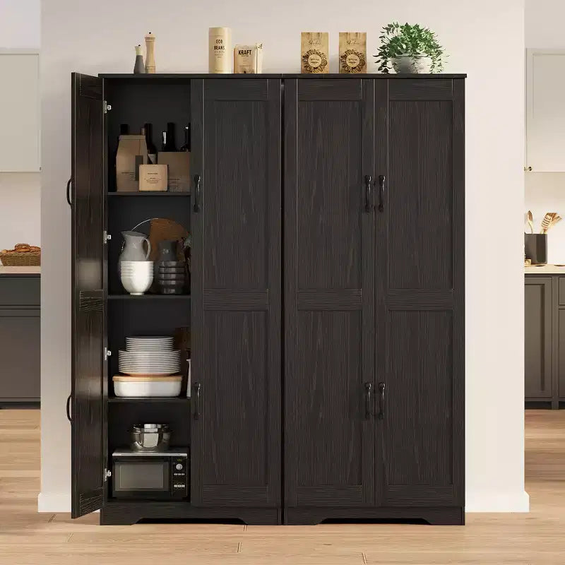 COZONY Mobile dispensa alto con ripiani regolabili, 2 ante, organizzatore di stoccaggio indipendente per cucina, sala da pranzo, seminterrato