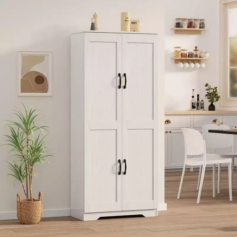 COZONY Mobile dispensa alto con ripiani regolabili, 2 ante, organizzatore di stoccaggio indipendente per cucina, sala da pranzo, seminterrato