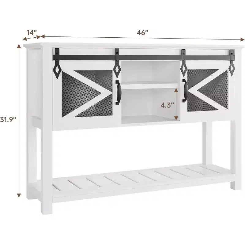 Tavolo Consolle da 46" con Ripiano Aperto, Tavolo d'Ingresso Moderno in Legno a 2 Livelli, Tavolino da Divano Dietro al Divano per Soggiorno, Corridoio, Ingresso