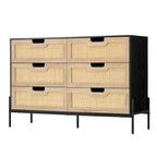Comò ampio e grande a 6 cassetti, robusta cassettiera in stile rustico con gambe in metallo per armadio, soggiorno, camera da letto,
