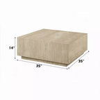 Tavolino da caffè Royal Hampton, piano quadrato in travertino da 35 pollici, legno naturale beige