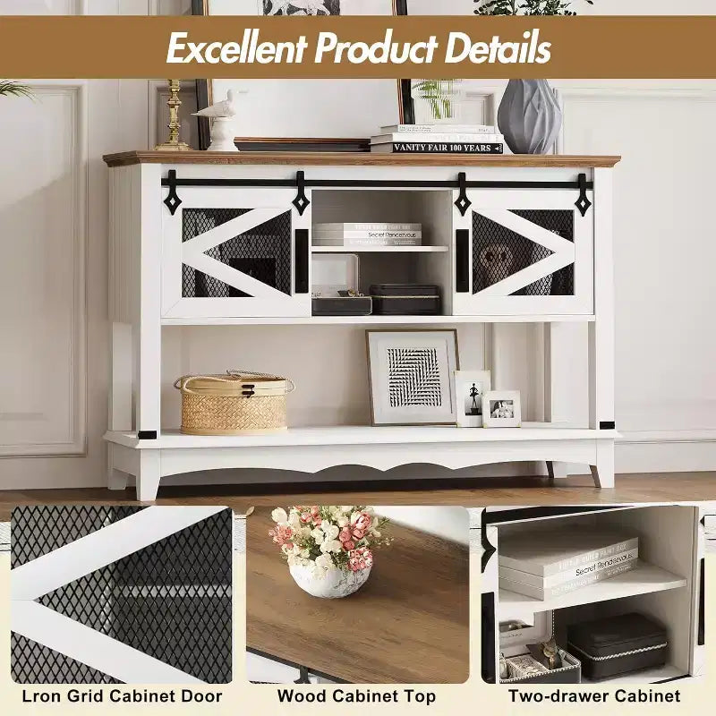 Consolle da 46,5 pollici con contenitore, tavolo da ingresso in legno a 2 ripiani con ripiano aperto, tavoli stretti e lunghi dietro il divano per soggiorno, ingresso