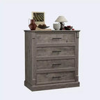 4 Drawer Dresser for Bedroom, Tall Cabinet in Farmhouse Style with Metal Handles, Rustic Wooden Wardrobe for Living Room, Hallway