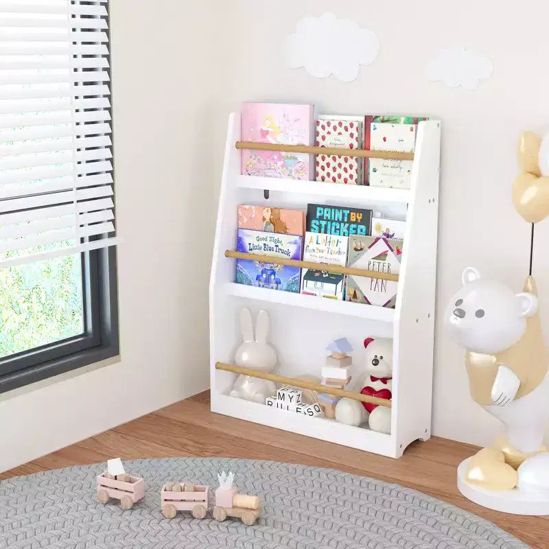 Libreria per bambini a 3 ripiani Whisen, scaffale per libri per bambini, aiuta a mantenere ordinate camere da letto, sale giochi e aule