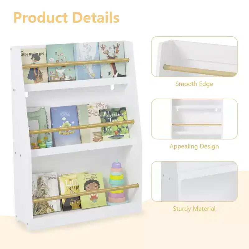 Libreria per bambini a 3 ripiani Whisen, scaffale per libri per bambini, aiuta a mantenere ordinate camere da letto, sale giochi e aule
