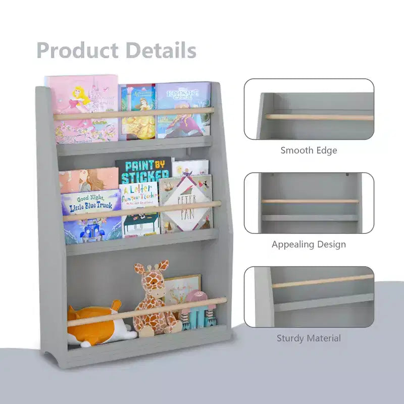 Libreria per bambini a 3 ripiani Whisen, scaffale per libri per bambini, aiuta a mantenere ordinate camere da letto, sale giochi e aule