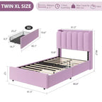 COZONY Letto Imbottito con Testiera Contenitore, Letto a Piattaforma con Cassetti e Libreria, Nessuna Rete a Molle Necessaria