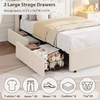 COZONY Letto Imbottito con Testiera Contenitore, Letto a Piattaforma con Cassetti e Libreria, Nessuna Rete a Molle Necessaria