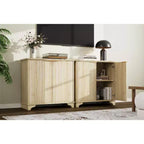 Mobile Bar con Ante Scanalate, Stile Rustico, con Ripiani Regolabili, per Sala da Pranzo, Salotto.