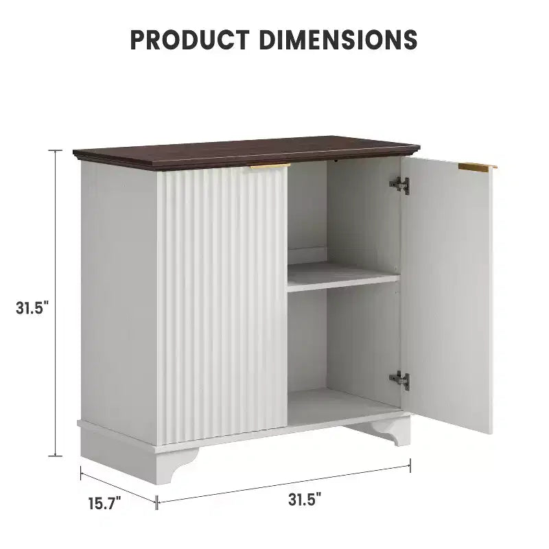 Mobile Bar con Ante Scanalate, Stile Rustico, con Ripiani Regolabili, per Sala da Pranzo, Salotto.