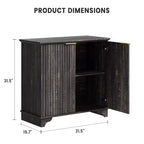 Mobile Bar con Ante Scanalate, Stile Rustico, con Ripiani Regolabili, per Sala da Pranzo, Salotto.