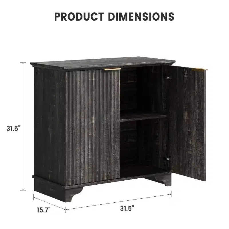Mobile Bar con Ante Scanalate, Stile Rustico, con Ripiani Regolabili, per Sala da Pranzo, Salotto.