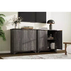 Mobile Bar con Ante Scanalate, Stile Rustico, con Ripiani Regolabili, per Sala da Pranzo, Salotto.
