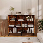 Libreria a 10 Scomparti, Scaffale Aperto in Legno a 3 Ripiani, per Ufficio, Soggiorno, Camera da Letto
