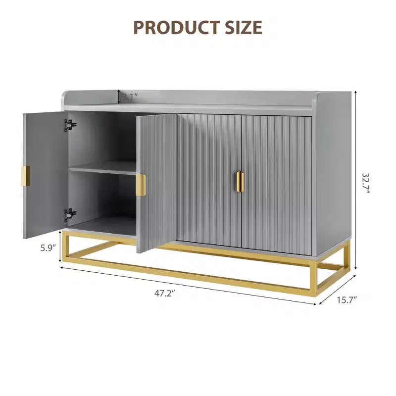 GustoWave 47.2 Credenza scanalata con armadietto contenitore, mobile buffet console multimediale con ante per soggiorno, cucina, ingresso