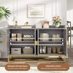 GustoWave 47.2 Credenza scanalata con armadietto contenitore, mobile buffet console multimediale con ante per soggiorno, cucina, ingresso