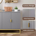 GustoWave 47.2 Credenza scanalata con armadietto contenitore, mobile buffet console multimediale con ante per soggiorno, cucina, ingresso