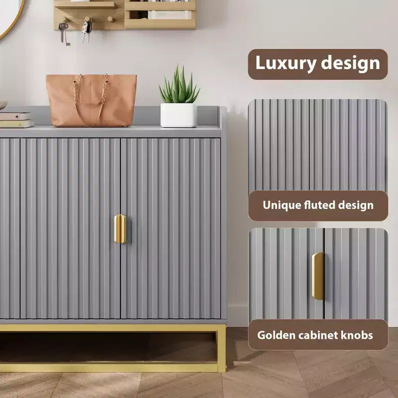 GustoWave 47.2 Credenza scanalata con armadietto contenitore, mobile buffet console multimediale con ante per soggiorno, cucina, ingresso