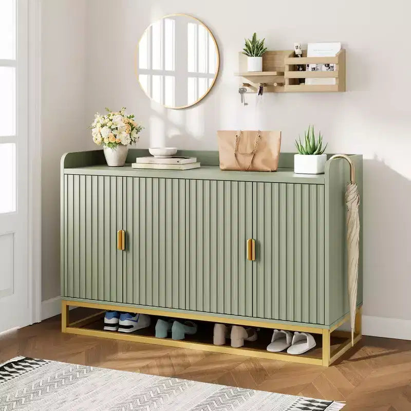 GustoWave 47.2 Credenza scanalata con armadietto contenitore, mobile buffet console multimediale con ante per soggiorno, cucina, ingresso