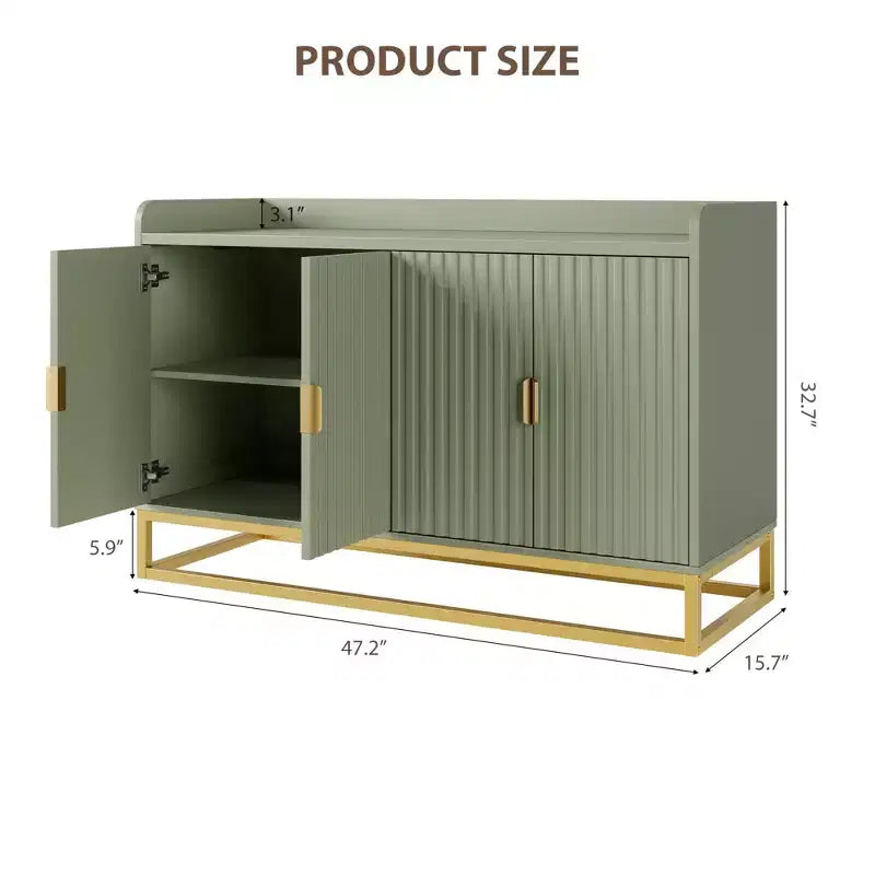 GustoWave 47.2 Credenza scanalata con armadietto contenitore, mobile buffet console multimediale con ante per soggiorno, cucina, ingresso