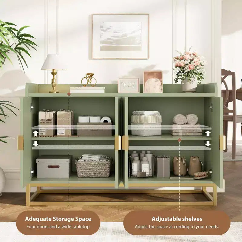 GustoWave 47.2 Credenza scanalata con armadietto contenitore, mobile buffet console multimediale con ante per soggiorno, cucina, ingresso