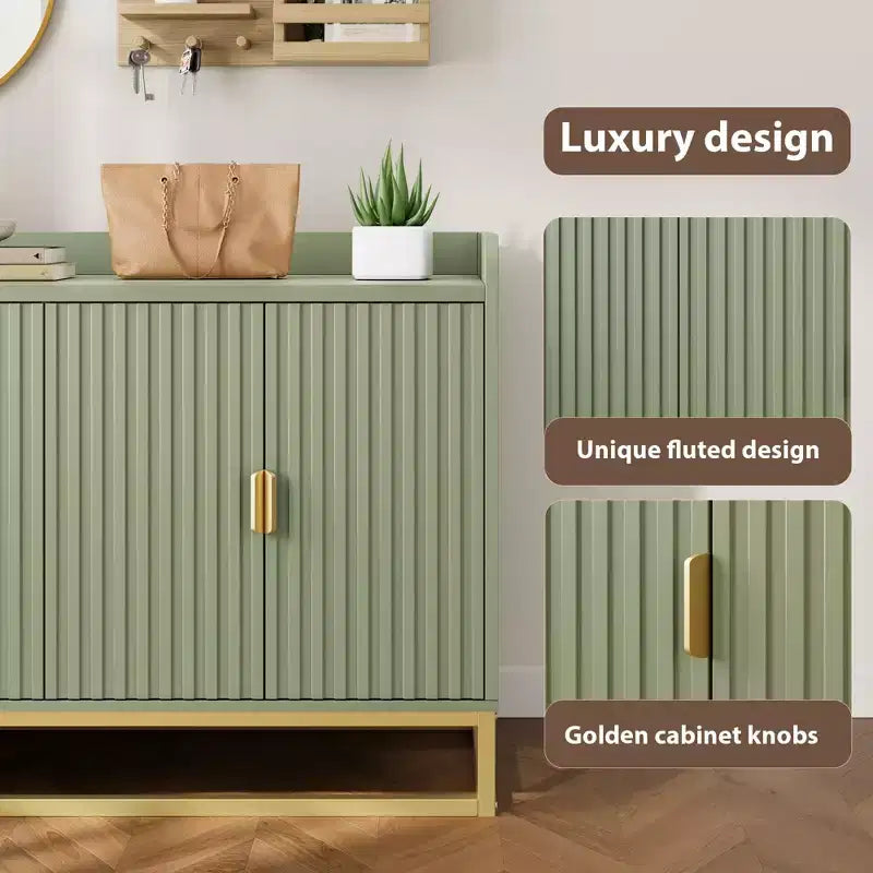 GustoWave 47.2 Credenza scanalata con armadietto contenitore, mobile buffet console multimediale con ante per soggiorno, cucina, ingresso