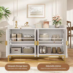 GustoWave 47.2 Credenza scanalata con armadietto contenitore, mobile buffet console multimediale con ante per soggiorno, cucina, ingresso