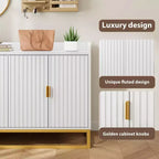 GustoWave 47.2 Credenza scanalata con armadietto contenitore, mobile buffet console multimediale con ante per soggiorno, cucina, ingresso