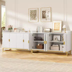 GustoWave 47.2 Credenza scanalata con armadietto contenitore, mobile buffet console multimediale con ante per soggiorno, cucina, ingresso