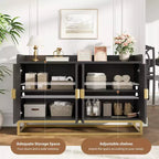 GustoWave 47.2 Credenza scanalata con armadietto contenitore, mobile buffet console multimediale con ante per soggiorno, cucina, ingresso