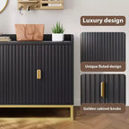 GustoWave 47.2 Credenza scanalata con armadietto contenitore, mobile buffet console multimediale con ante per soggiorno, cucina, ingresso