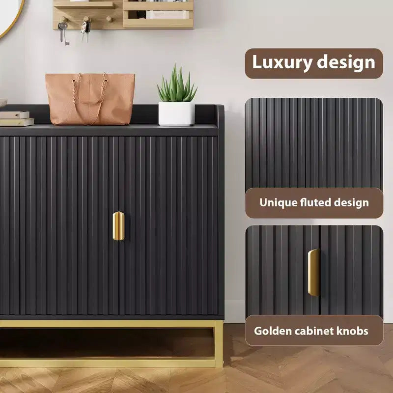 GustoWave 47.2 Credenza scanalata con armadietto contenitore, mobile buffet console multimediale con ante per soggiorno, cucina, ingresso