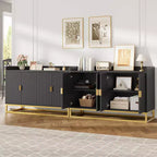 GustoWave 47.2 Credenza scanalata con armadietto contenitore, mobile buffet console multimediale con ante per soggiorno, cucina, ingresso