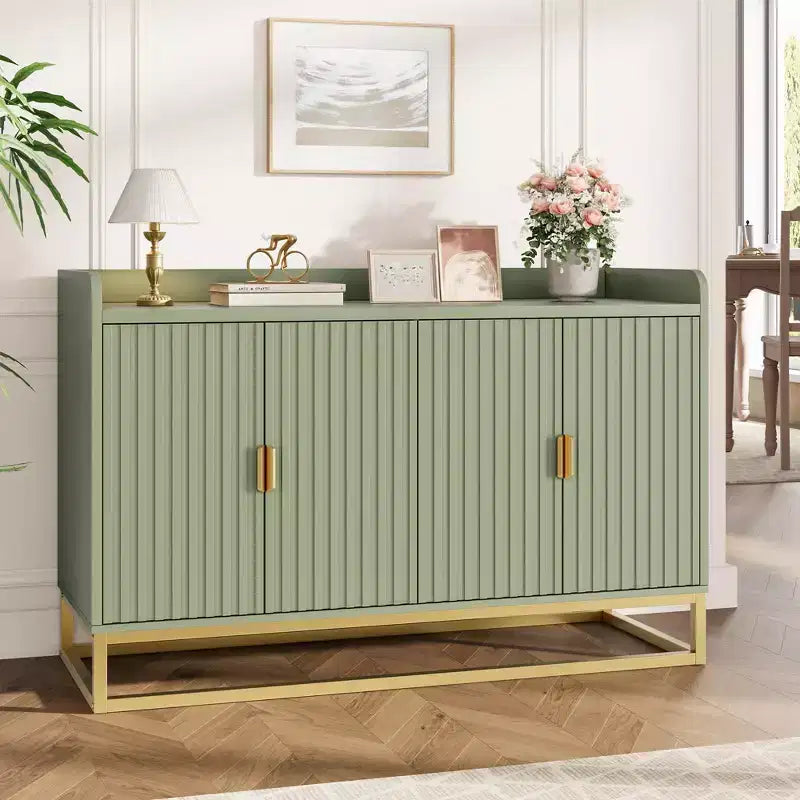 GustoWave 47.2 Credenza scanalata con armadietto contenitore, mobile buffet console multimediale con ante per soggiorno, cucina, ingresso