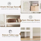 Tavolo Consolle Rustico con Mobiletto a 2 Ante e Ripiano Aperto, Credenza, Organizer Modulare in Legno per Cucina, Ingresso, Soggiorno