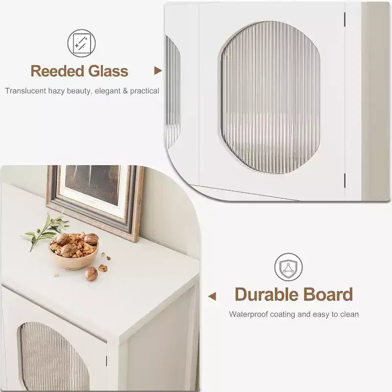 Tavolo Consolle Rustico con Mobiletto a 2 Ante e Ripiano Aperto, Credenza, Organizer Modulare in Legno per Cucina, Ingresso, Soggiorno