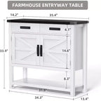 Tavolo console da fattoria da 35,4 pollici con 2 cassetti portaoggetti e mobile a 2 ante, tavolo da ingresso con ripiano portaoggetti, per cucina, corridoio, soggiorno