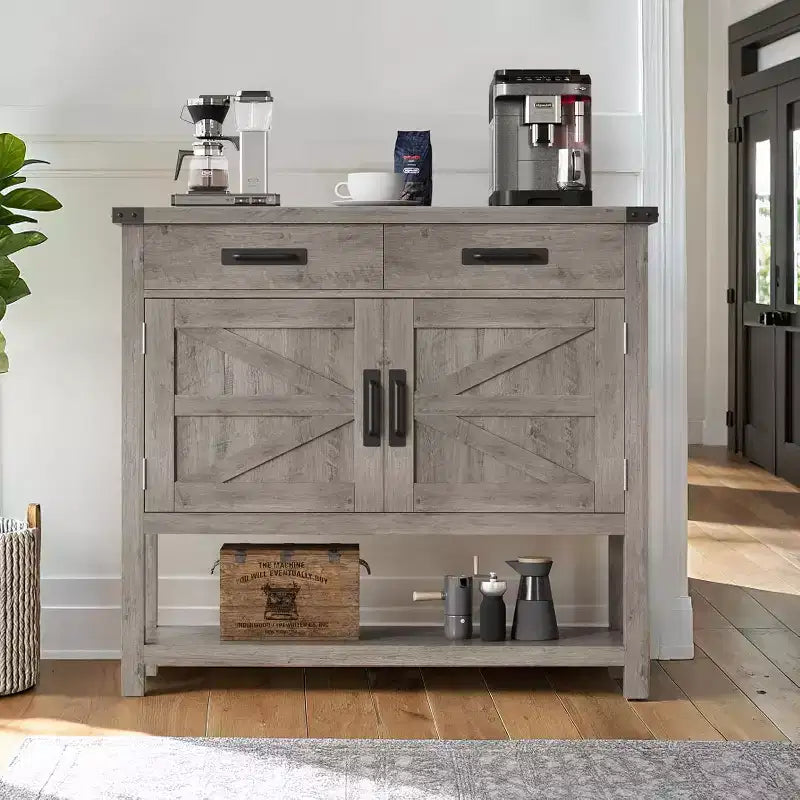 Tavolo console da fattoria da 35,4 pollici con 2 cassetti portaoggetti e mobile a 2 ante, tavolo da ingresso con ripiano portaoggetti, per cucina, corridoio, soggiorno