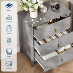 Comò GustoWave per camera da letto con 3 cassetti, cassettiera moderna da 71 cm con maniglie in metallo, organizer in legno per camera da letto, soggiorno