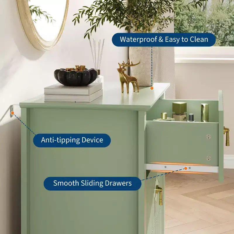 Comò GustoWave per camera da letto con 3 cassetti, cassettiera moderna da 71 cm con maniglie in metallo, organizer in legno per camera da letto, soggiorno