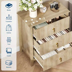 Comò GustoWave per camera da letto con 3 cassetti, cassettiera moderna da 71 cm con maniglie in metallo, organizer in legno per camera da letto, soggiorno
