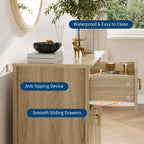 Comò GustoWave per camera da letto con 3 cassetti, cassettiera moderna da 71 cm con maniglie in metallo, organizer in legno per camera da letto, soggiorno