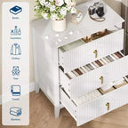 Comò GustoWave per camera da letto con 3 cassetti, cassettiera moderna da 71 cm con maniglie in metallo, organizer in legno per camera da letto, soggiorno