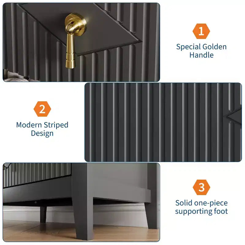 Comò GustoWave per camera da letto con 3 cassetti, cassettiera moderna da 71 cm con maniglie in metallo, organizer in legno per camera da letto, soggiorno