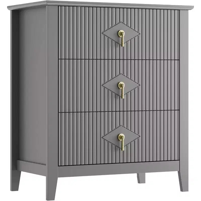 Comò GustoWave per camera da letto con 3 cassetti, cassettiera moderna da 71 cm con maniglie in metallo, organizer in legno per camera da letto, soggiorno