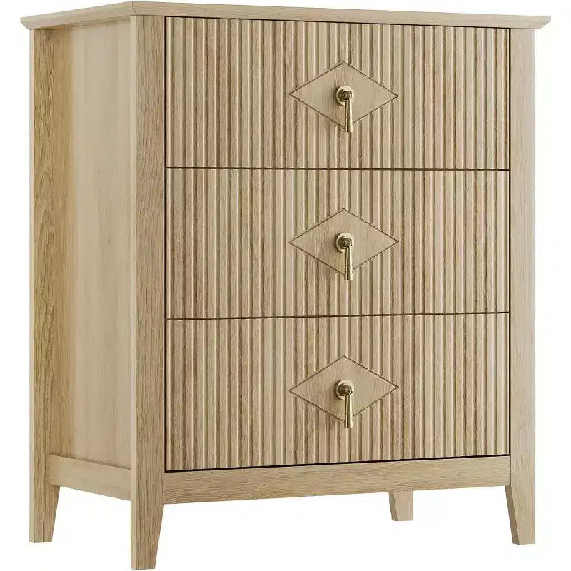 Comò GustoWave per camera da letto con 3 cassetti, cassettiera moderna da 71 cm con maniglie in metallo, organizer in legno per camera da letto, soggiorno