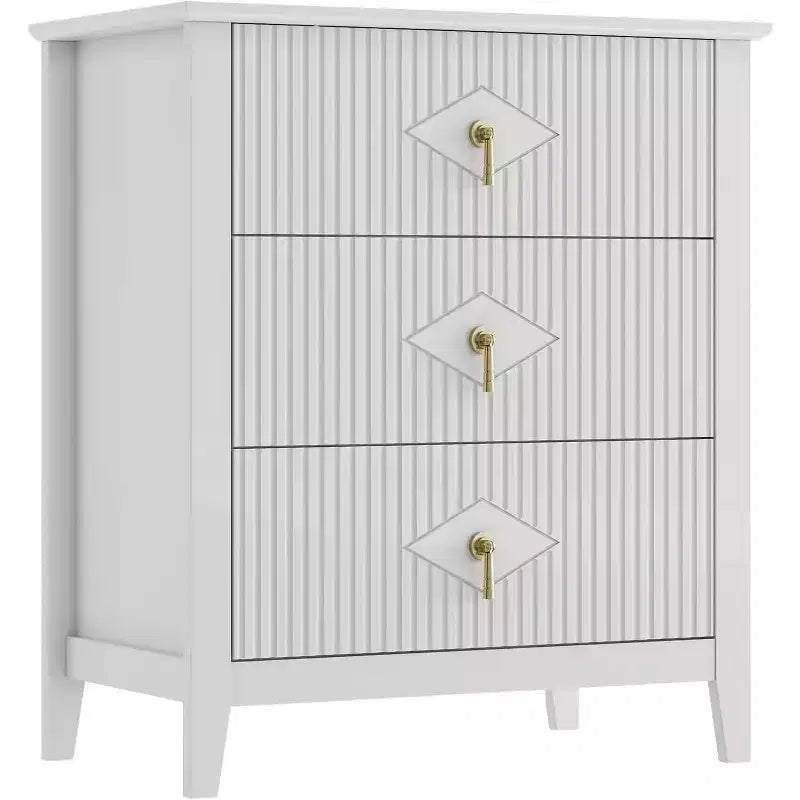 Comò GustoWave per camera da letto con 3 cassetti, cassettiera moderna da 71 cm con maniglie in metallo, organizer in legno per camera da letto, soggiorno