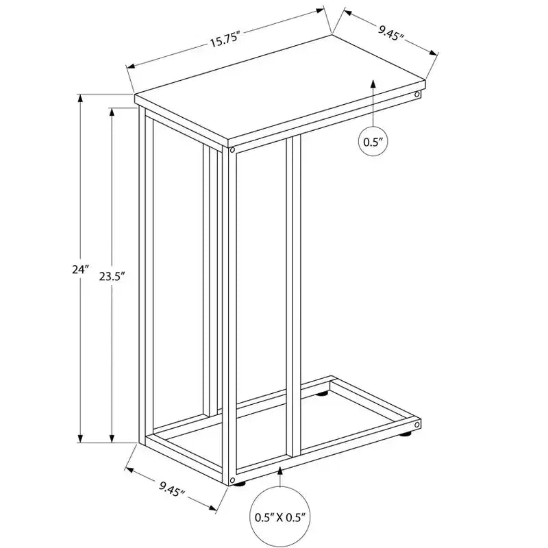 Tavolino d'appoggio a C Okak Minimalism con struttura in metallo, tavolino vassoio moderno, tavolino da bracciolo per divano da soggiorno, camera da letto