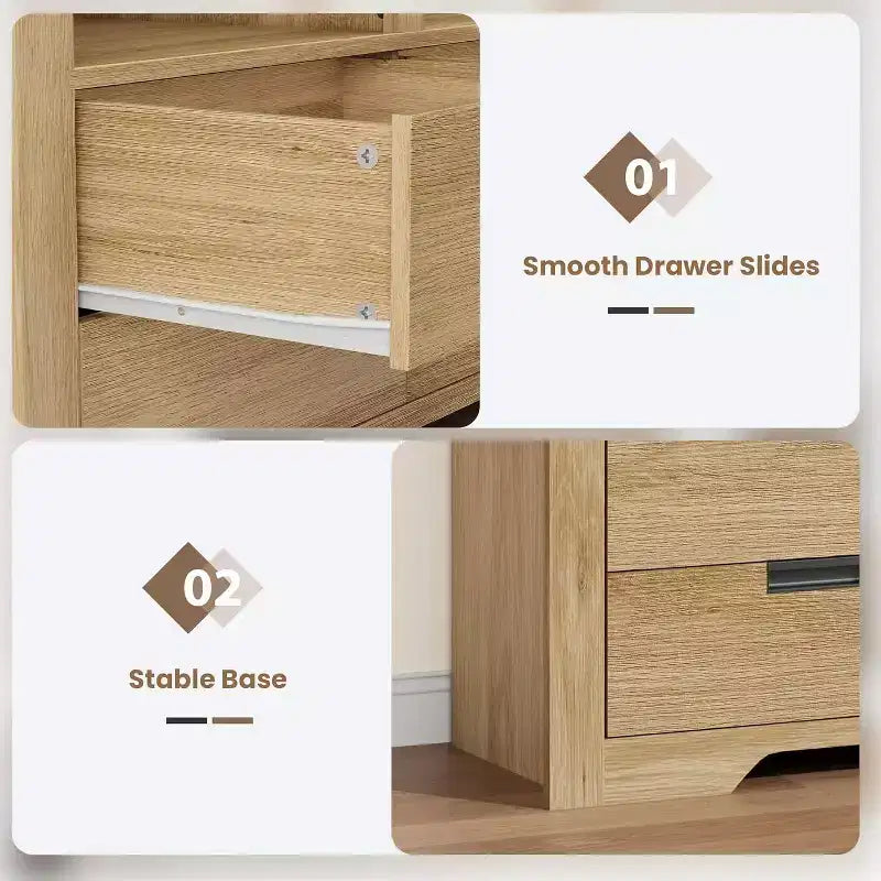 Libreria Acekool 183 cm Altezza, Doppia Larghezza 8 Ripiani con 4 Cassetti, Antiribaltamento, Contenitore Stile Rustico per Soggiorno, Camera da Letto, Ufficio, 120 cm L x 30 cm P