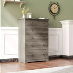 VINGLI Tall Dresser Chest of Drawers, Grey Dresser 6 Drawer Chest, Wood Gray Dressers for Bedroom